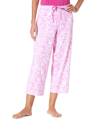 Hue Women s Flowing Floral Printed Knit Pajama Pants In White