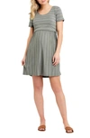 Ripe Maternity Crop Top Nursing Dress In Olive / White