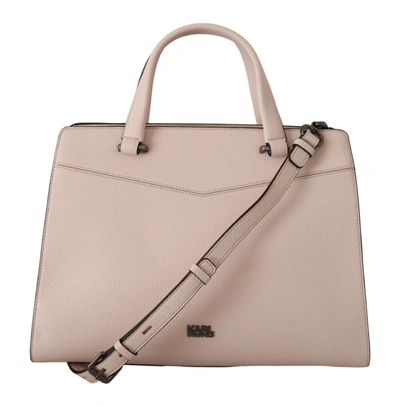 Karl Lagerfeld Light Pink Leather Tote Shoulder Bag