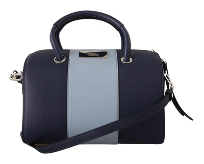 Karl Lagerfeld Peacoat Blue Polyurethane Shoulder And Handbag