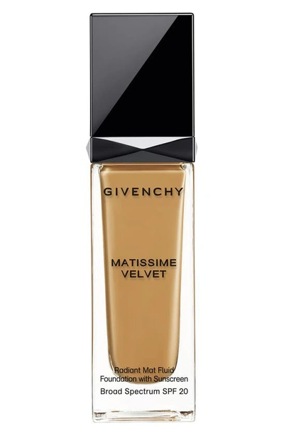 Givenchy Matissime Velvet Radiant Mattifying Fluid Foundation Spf 20 N08 Mat Amber 1 oz/ 30 ml In 8 Amber