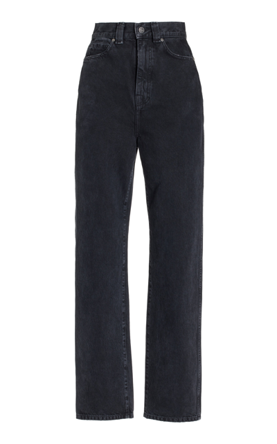 Khaite Albi Rigid High-rise Straight-leg Jeans In Dark Wash