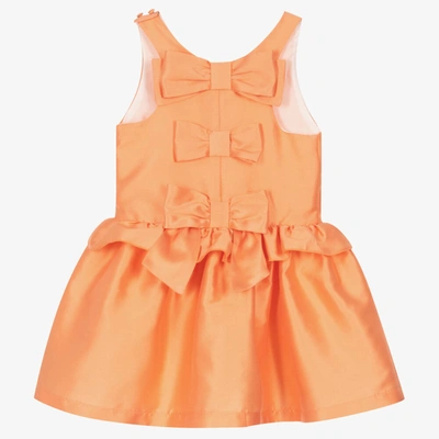 Balloon Chic Babies' Girls Orange Cotton & Silk Bows Dress