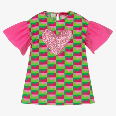 Agatha Ruiz De La Prada Kids'  Girls Pink & Green Cotton Heart Dress