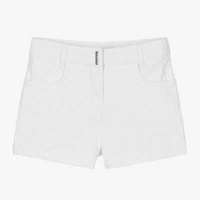 Givenchy Kids' Girls White Cotton 4g Logo Shorts