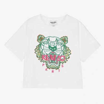 Kenzo Babies' Girls White Cotton Tiger T-shirt