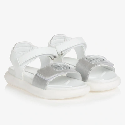 Calvin Klein Jeans Est.1978 Babies' Girls White & Silver Logo Sandals