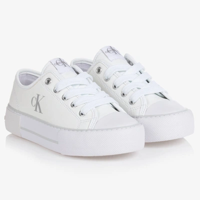 Calvin Klein Jeans Est.1978 Kids' Girls White Logo Lace-up Sneakers