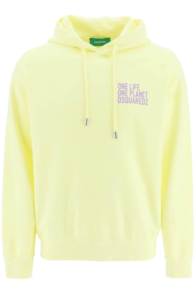 Dsquared2 One Life One Planet Hoodie In Yellow