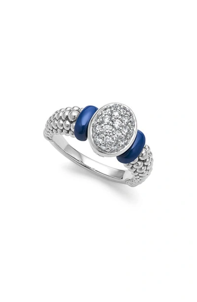 Lagos Blue Caviar Marine Diamond Ring In Silver