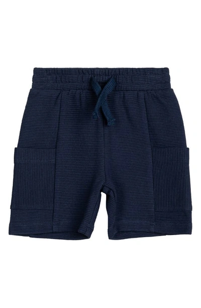 Miles The Label Babies' Rib Cotton Pull-on Shorts In Navy