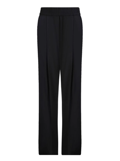 Brunello Cucinelli Poplin Wide Trousers In Black