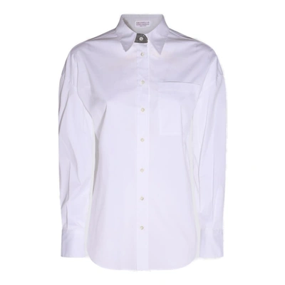 Brunello Cucinelli Long-sleeved Buttoned Shirt In White