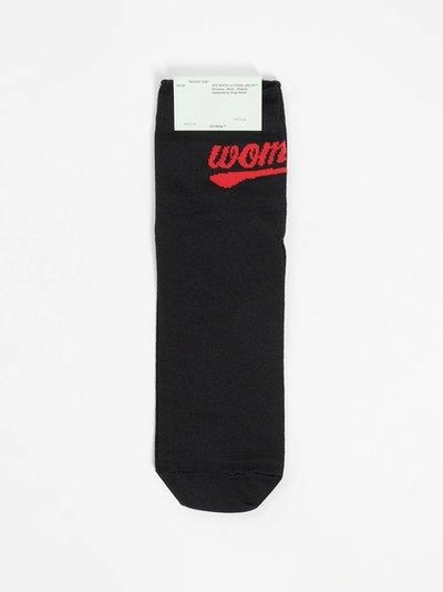 Off-white Off White C/o Virgil Abloh Women's Black Short Socks With Red Detail