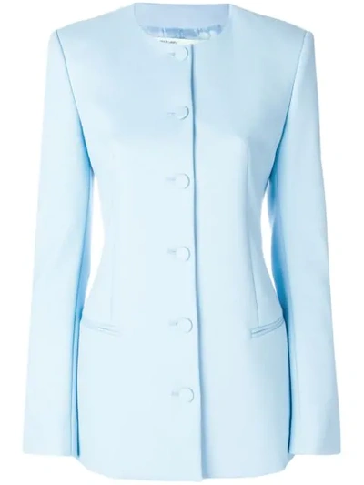 Off-white Off White C/o Virgil Abloh Women's Light Blue Round Neck Blazer In Runway Piece