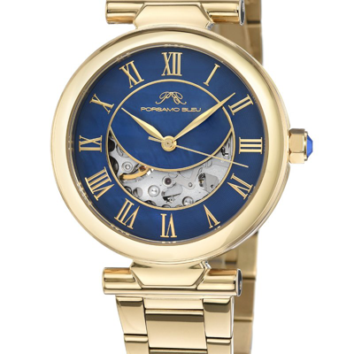 Porsamo Bleu Colette Women's Automatic Goldtone And Blue Bracelet Watch, 1102bcos
