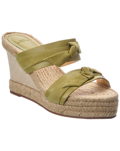 Alexandre Birman Clarita Leather Wedge Sandal In Green