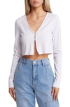 Bp. Rib Crop Cardigan In White