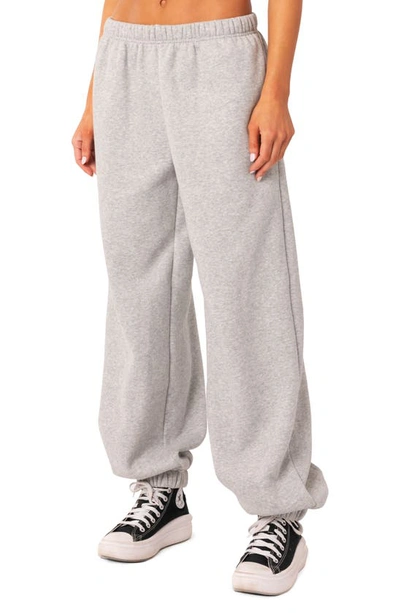 Edikted Clark Oversize Cotton Blend Sweatpants In Gray Melange