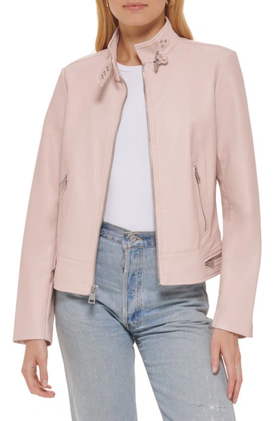 Levi's Faux Leather Racer Jacket In Peach Blossom