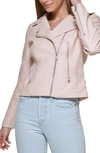 Levi's Faux Leather Moto Jacket In Peach Blossom