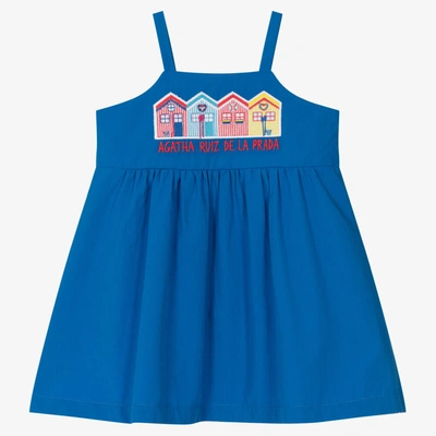 Agatha Ruiz De La Prada Kids'  Girls Blue Cotton Poplin Dress
