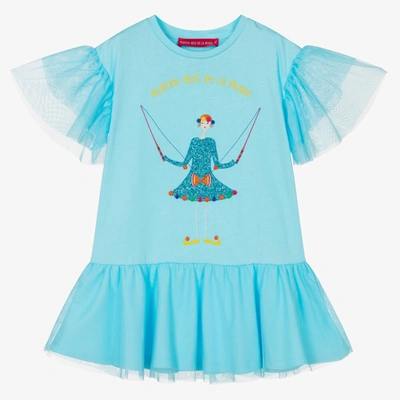 Agatha Ruiz De La Prada Babies'  Girls Blue Cotton Tulle Dress