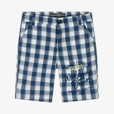 Guess Babies' Boys Blue & White Check Shorts