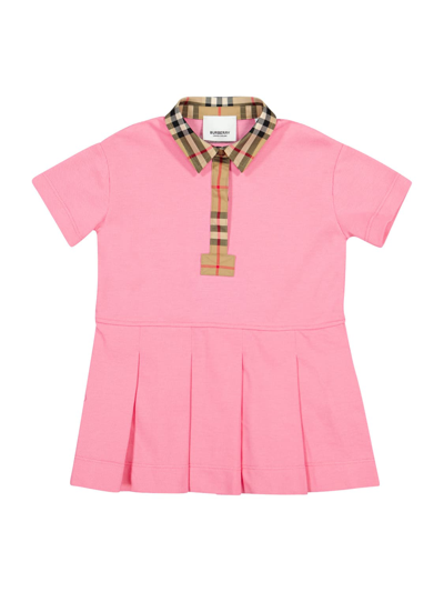 Burberry Baby Girls Pink Vintage Check Polo Dress In Fucsia
