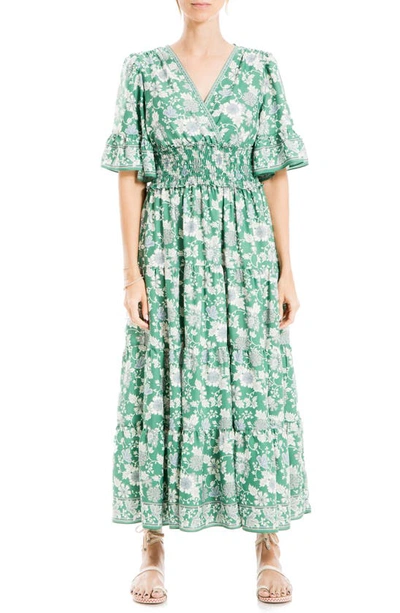 max studio floral midi dress Max Studio Short Sleeve Button Front Midi Dress