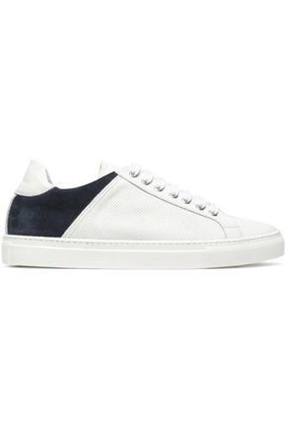 Iris And Ink Rory Suede And Perforated Leather Sneakers In White