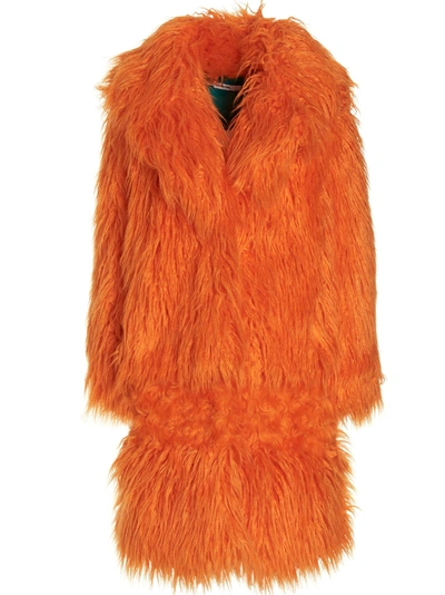 Alabama Muse 'crocie' Faux Fur Coat In Orange