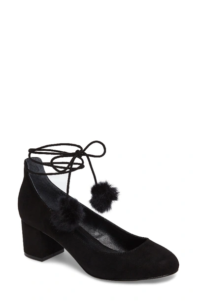 Charles By Charles David Libby Faux Fur Pompom Pump In Black Suede