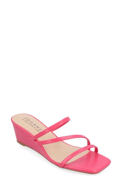 Journee Collection Takarah Wedge Slide Sandal In Pink