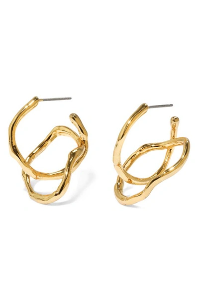 Alexis Bittar Twisted Gold Interlock Hoop Earrings