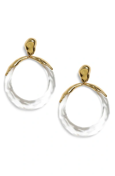 Alexis Bittar Molten Large Drop Hoop Earrings In Gold/clear