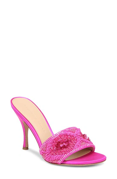 Veronica Beard Braxton Beaded Mule Sandals In Fuchia Pink Fabri