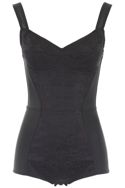 Dolce & Gabbana Balconette Silk And Lace Body In Black