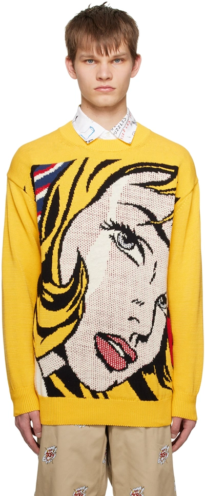 Junya Watanabe Intarsia Knit Patterned Jumper In Yellow