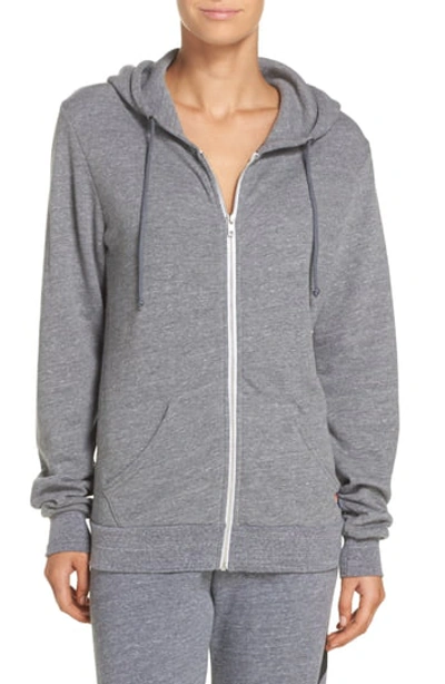 Aviator Nation Bolt Zip Cotton Hoodie In Heather Grey