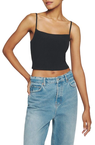 Reformation Overland Silk Camisole Top In Black