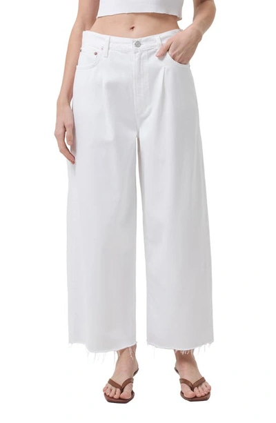 Agolde Dagna Pleated Wide-leg Jeans In Weiss