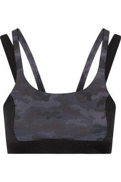 Purity Active Woman Paneled Printed Stretch Sports Bra Anthracite