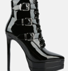 London Rag High Heeled Patent Pu Stiletto Boot In Black