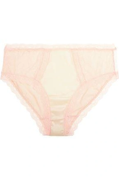 Mimi Holliday By Damaris Woman Spin Lace-trimmed Satin Briefs Baby Pink