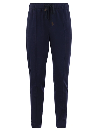 Peserico Technical Cotton Jogger Trousers In Blue