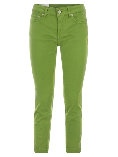 Dondup Rose Cropped Stretch Cotton Trousers In Green