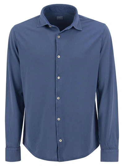 Fedeli Dressing Gownrt - Cotton Piqué Shirt In Avium