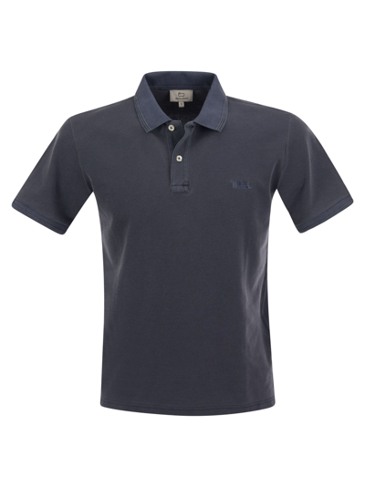 Woolrich Stretch Cotton Pique Polo Shirt In Blue