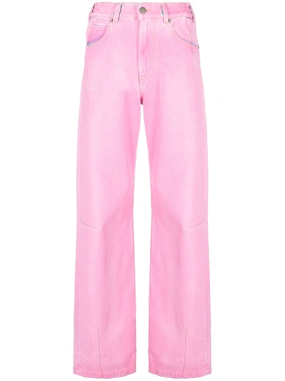 Darkpark Iris Oversize Cotton Denim Jeans In Pink